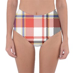 Plaid Mosaic Pixel Seamless Pattern Reversible High-waist Bikini Bottoms by Wegoenart