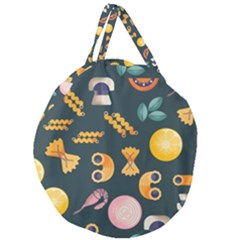 Italian Food Seamless Pattern Giant Round Zipper Tote