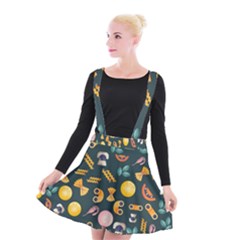 Italian Food Seamless Pattern Suspender Skater Skirt