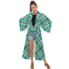 Tartan Scotland Seamless Plaid Pattern Vintage Check Color Square Geometric Texture Maxi Kimono by Wegoenart