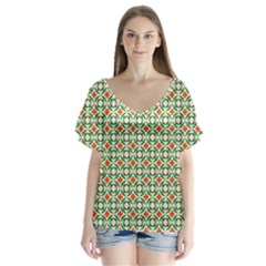 Masella V-neck Flutter Sleeve Top by deformigo
