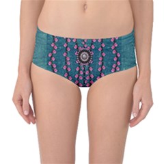 Japanese Sakura Blossoms On The Mountain Mid-waist Bikini Bottoms by pepitasart