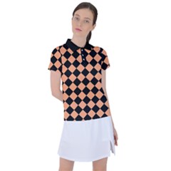 Block Fiesta Black And Cantaloupe Orange Women s Polo Tee