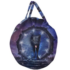 Awesome Wolf In The Gate Giant Round Zipper Tote