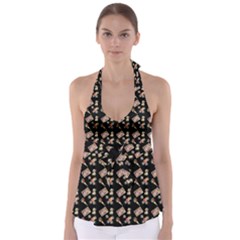 Robin Art Black Pattern Babydoll Tankini Top by snowwhitegirl