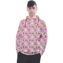 Green Elephant Pattern Pink Men s Pullover Hoodie by snowwhitegirl