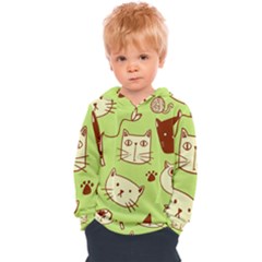 Cute Hand Drawn Cat Seamless Pattern Kids  Overhead Hoodie by Vaneshart