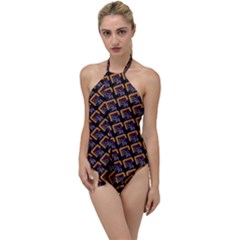 Abstract Orange Geometric Pattern Go With The Flow One Piece Swimsuit by Wegoenart