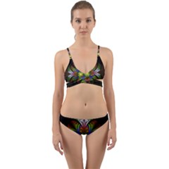 Fractal Flower Fantasy Pattern Wrap Around Bikini Set by Wegoenart