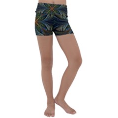 Fractal Art Abstract Pattern Kids  Lightweight Velour Yoga Shorts
