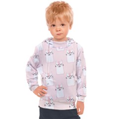 Pattern Pink Cute Sweet Fur Cats Kids  Hooded Pullover by Wegoenart