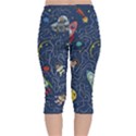 Cat Cosmos Cosmonaut Rocket Velvet Capri Leggings  View2