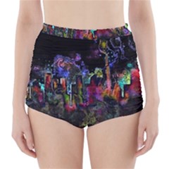 Grunge Paint Splatter Splash Ink High-waisted Bikini Bottoms