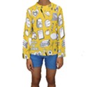Pattern With Basketball Apple Paint Back School Illustration Kids  Long Sleeve Swimwear View1