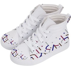 Lines And Dots Motif Geometric Print Kids  Hi-top Skate Sneakers by dflcprintsclothing