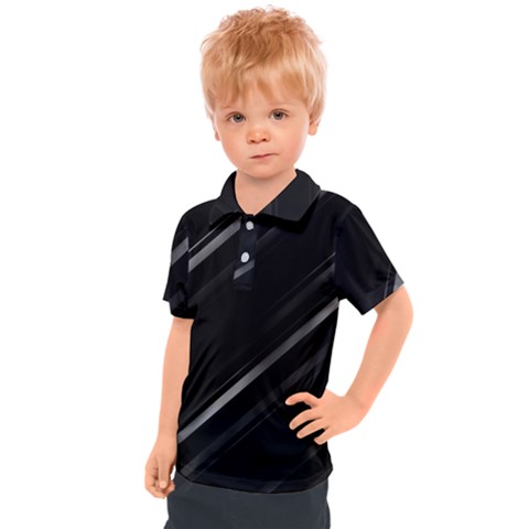 Minimalist Black Linear Abstract Print Kids  Polo Tee by dflcprintsclothing