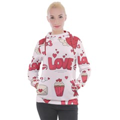 Hand Drawn Valentines Day Element Collection Women s Hooded Pullover