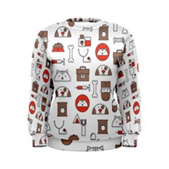 Vector Thin Line Art Vet Seamless Pattern Women s Sweatshirt by Vaneshart