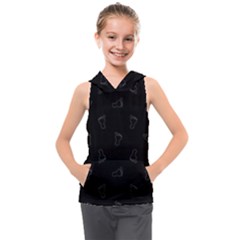 Neon Style Black And White Footprints Motif Pattern Kids  Sleeveless Hoodie by dflcprintsclothing