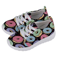 Colorful Donut Seamless Pattern On Black Vector Kids  Lightweight Sports Shoes by Sobalvarro