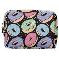 Colorful Donut Seamless Pattern On Black Vector Make Up Pouch (medium) by Sobalvarro