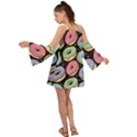 Colorful Donut Seamless Pattern On Black Vector Kimono Sleeves Boho Dress View2