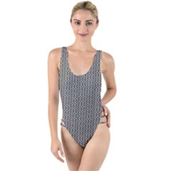 Black And White Triangles High Leg Strappy Swimsuit by Sparkle