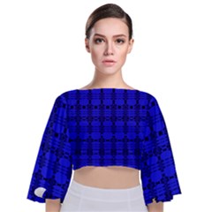 Digital Illusion Tie Back Butterfly Sleeve Chiffon Top by Sparkle