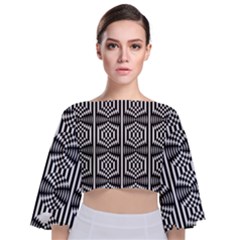 Optical Illusion Tie Back Butterfly Sleeve Chiffon Top