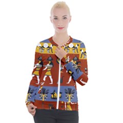 Ancient Egyptian Religion Seamless Pattern Casual Zip Up Jacket by Wegoenart