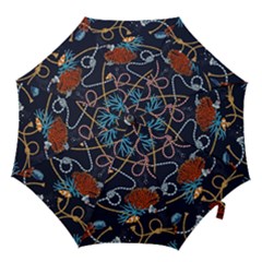 Vector Illustration Seamless Pattern With Corals Animal Trasure Marine Motif Sailor Mood Design Naut Hook Handle Umbrellas (large) by Wegoenart