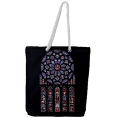 Chartres Cathedral Notre Dame De Paris Amiens Cath Stained Glass Full Print Rope Handle Tote (large) by Wegoenart