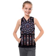 Chartres Cathedral Notre Dame De Paris Amiens Cath Stained Glass Kids  Sleeveless Hoodie by Wegoenart