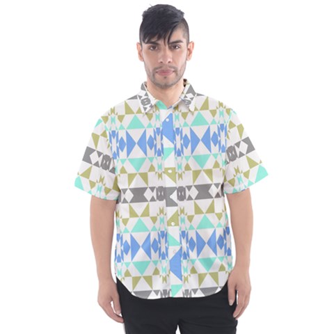 Multicolored Geometric Pattern Men s Short Sleeve Shirt by dflcprintsclothing