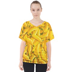 Geometric Bananas V-neck Dolman Drape Top