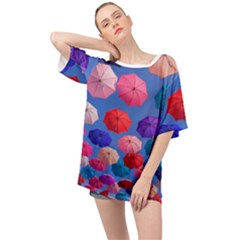 Rainbow Umbrella Oversized Chiffon Top by Sparkle