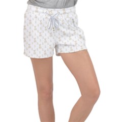 Happy Easter Motif Print Pattern Velour Lounge Shorts by dflcprintsclothing