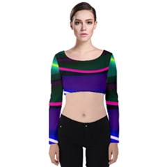 Neon Wonder Velvet Long Sleeve Crop Top by essentialimage