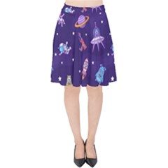 Space Seamless Pattern Velvet High Waist Skirt by Vaneshart
