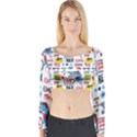 Monster Cool Seamless Pattern Long Sleeve Crop Top View1