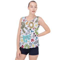 Seamless Pattern Vector With Funny Robots Cartoon Bubble Hem Chiffon Tank Top