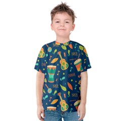 Brazil Musical Instruments Seamless Carnival Pattern Kids  Cotton Tee