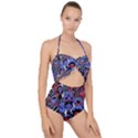 Cute Halloween Monsters Set Background Scallop Top Cut Out Swimsuit View1