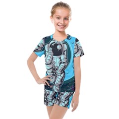 Astronaut Full Color Kids  Mesh Tee And Shorts Set