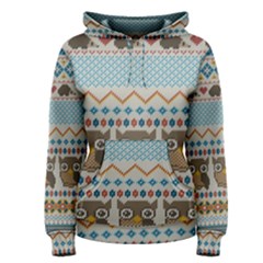 Fabric Texture With Owls Women s Pullover Hoodie by Vaneshart