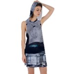 Wonderful Black Swan With Dark Mermaid Racer Back Hoodie Dress