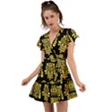 American Golden Ancient Totems Flutter Sleeve Wrap Dress View1