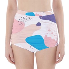 Hand Drawn Abstract Organic Shapes Background High-waisted Bikini Bottoms by Vaneshart