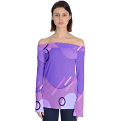 Colorful-abstract-wallpaper-theme Off Shoulder Long Sleeve Top by Vaneshart