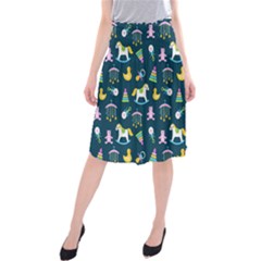 Cute Babies Toys Seamless Pattern Midi Beach Skirt